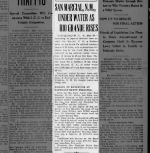 San Marcial 1920 flood on May 28. El Paso Times. 30 May 1920