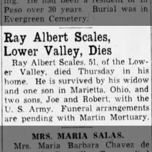 Obituary for Ray Albert Scales