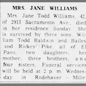 Obituary for J. NE WILLIAMS